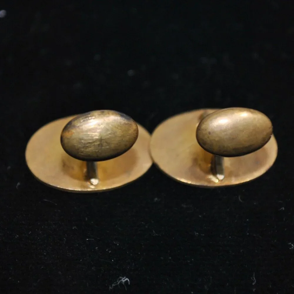 Antique Gold-filled Engraved Cufflinks with Stripes & Branch